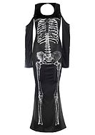 Skeleton, langes Kleid, Schlitz, Cold Shoulder